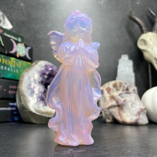 Pink Opalite Praying Angel Crystal Carving