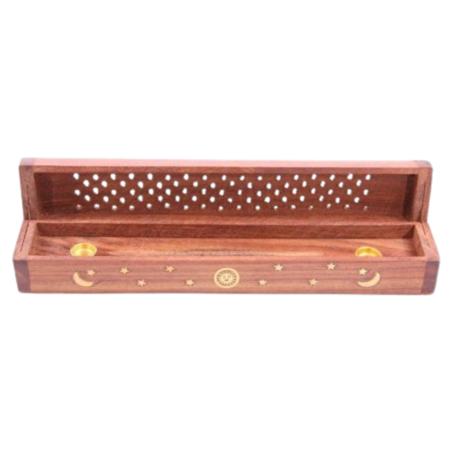 Celestial Sun, Moon & Stars Traditional Wooden Incense Burner Box