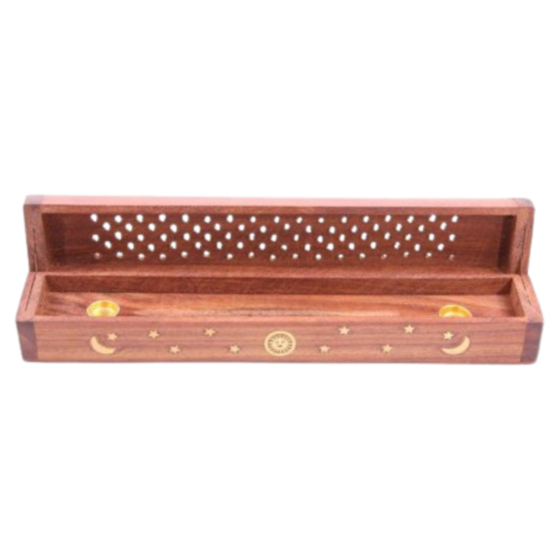 Celestial Sun, Moon & Stars Traditional Wooden Incense Burner Box