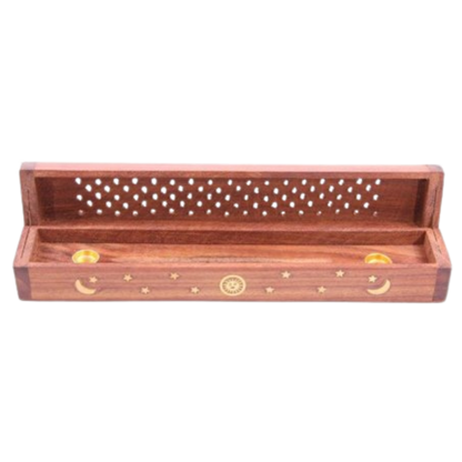 Celestial Sun, Moon & Stars Traditional Wooden Incense Burner Box