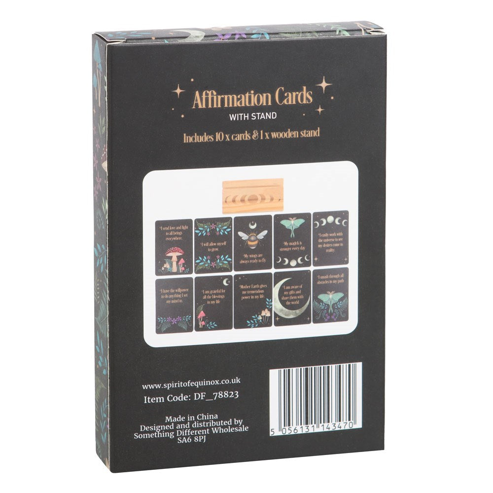 Dark Forest Affirmation Cards with Wooden Moon Phase Stand