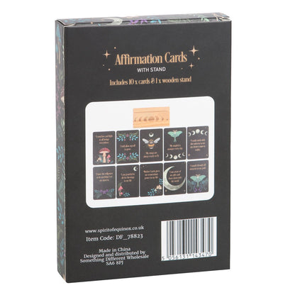 Dark Forest Affirmation Cards with Wooden Moon Phase Stand