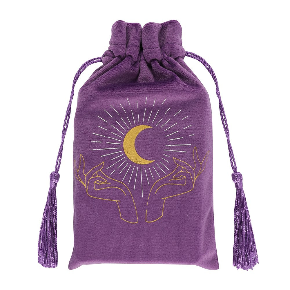 Purple Velvet Tarot Hands Drawstring Pouch