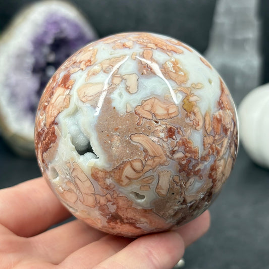 High Quality Druzy Pink Petal (Cotton Candy) Agate Crystal Sphere