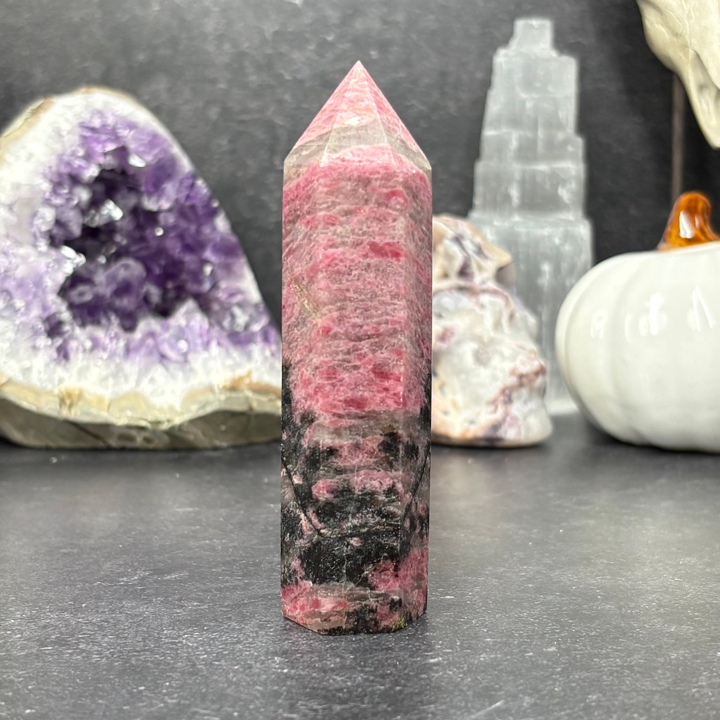Ice Rhodonite Crystal Tower