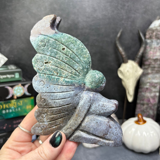 XL Ocean Jasper Crystal Fairy Carving