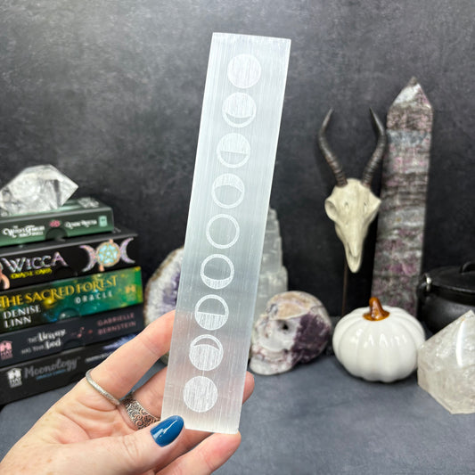 Moon Phases Selenite Crystal Charging Plate