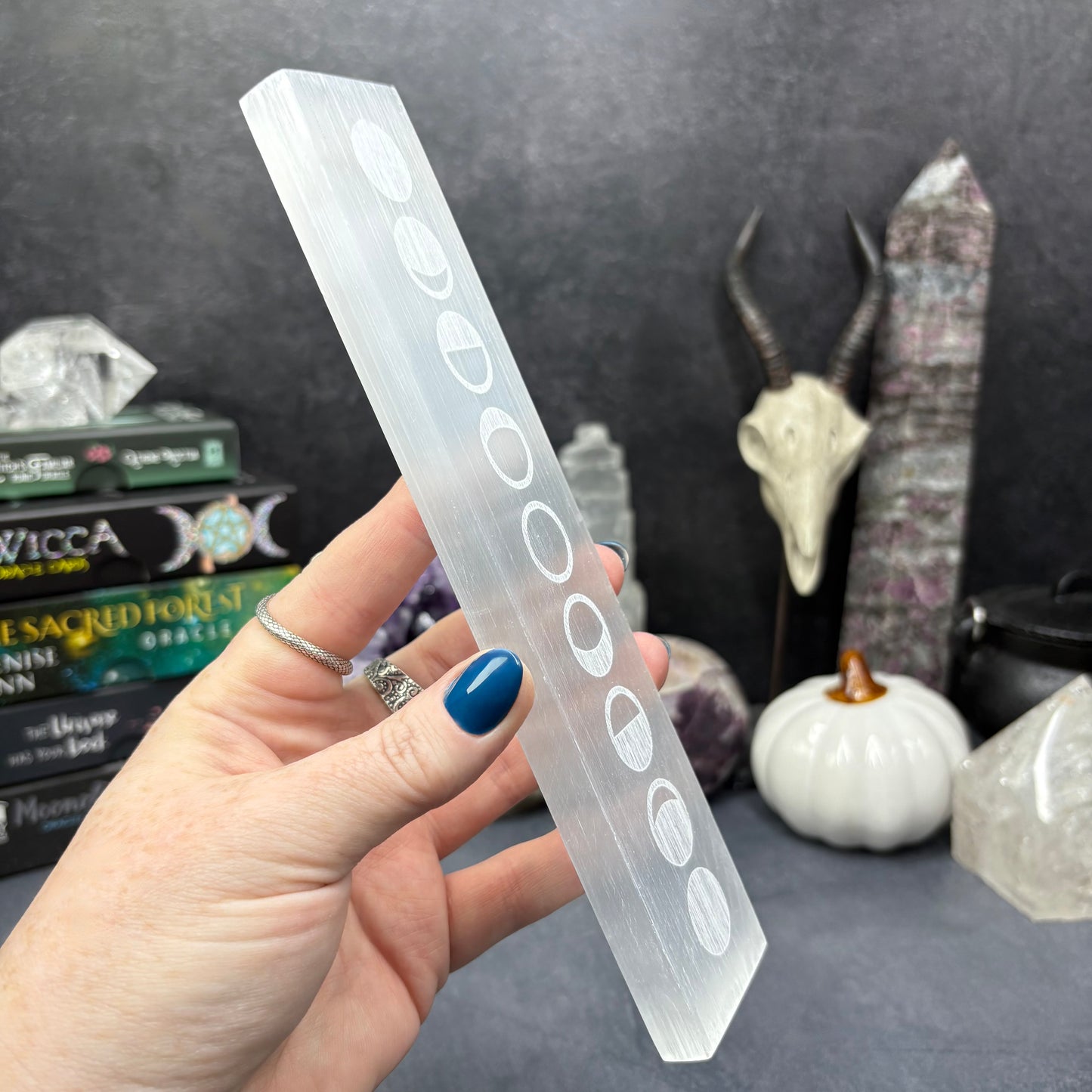 Moon Phases Selenite Crystal Charging Plate