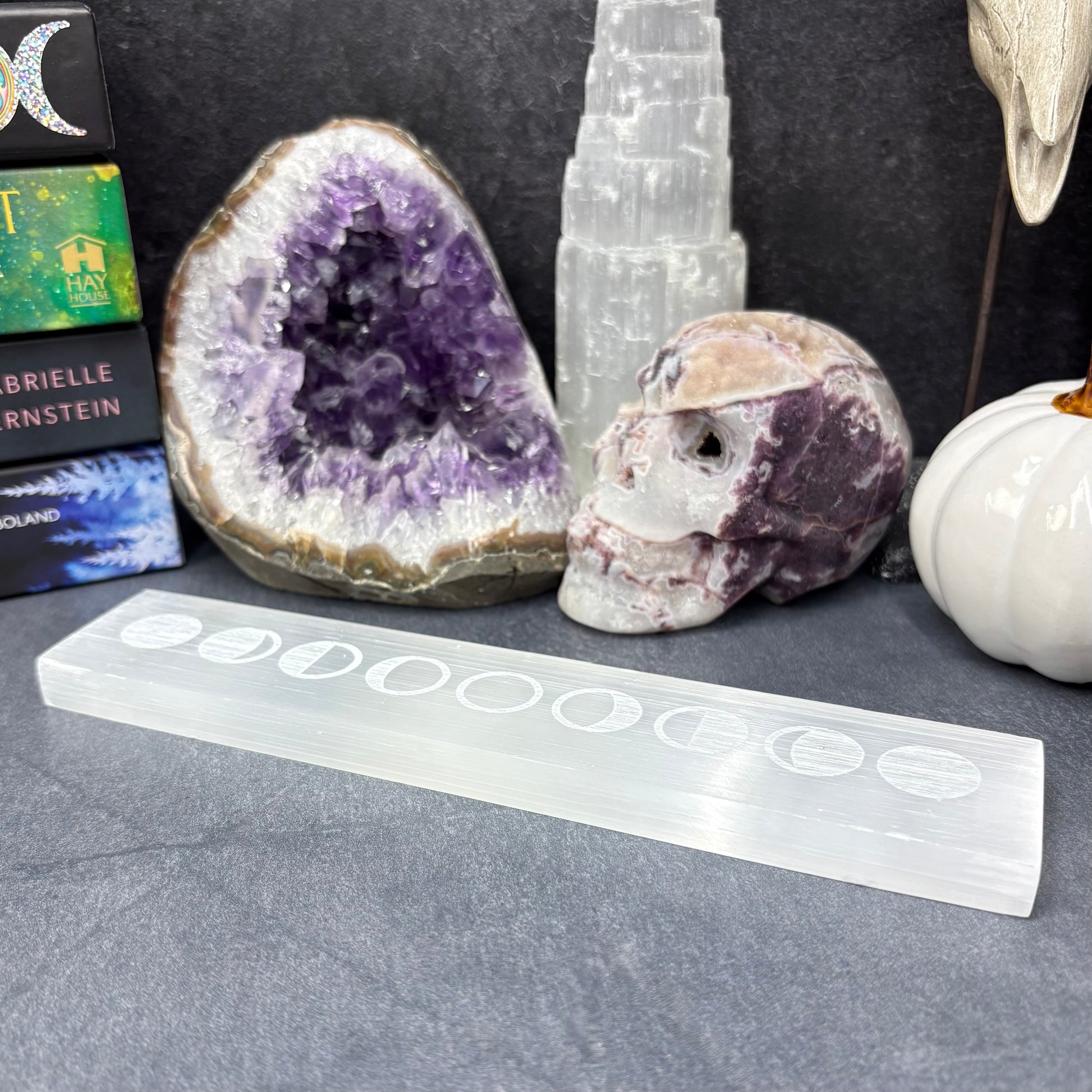 Moon Phases Selenite Crystal Charging Plate