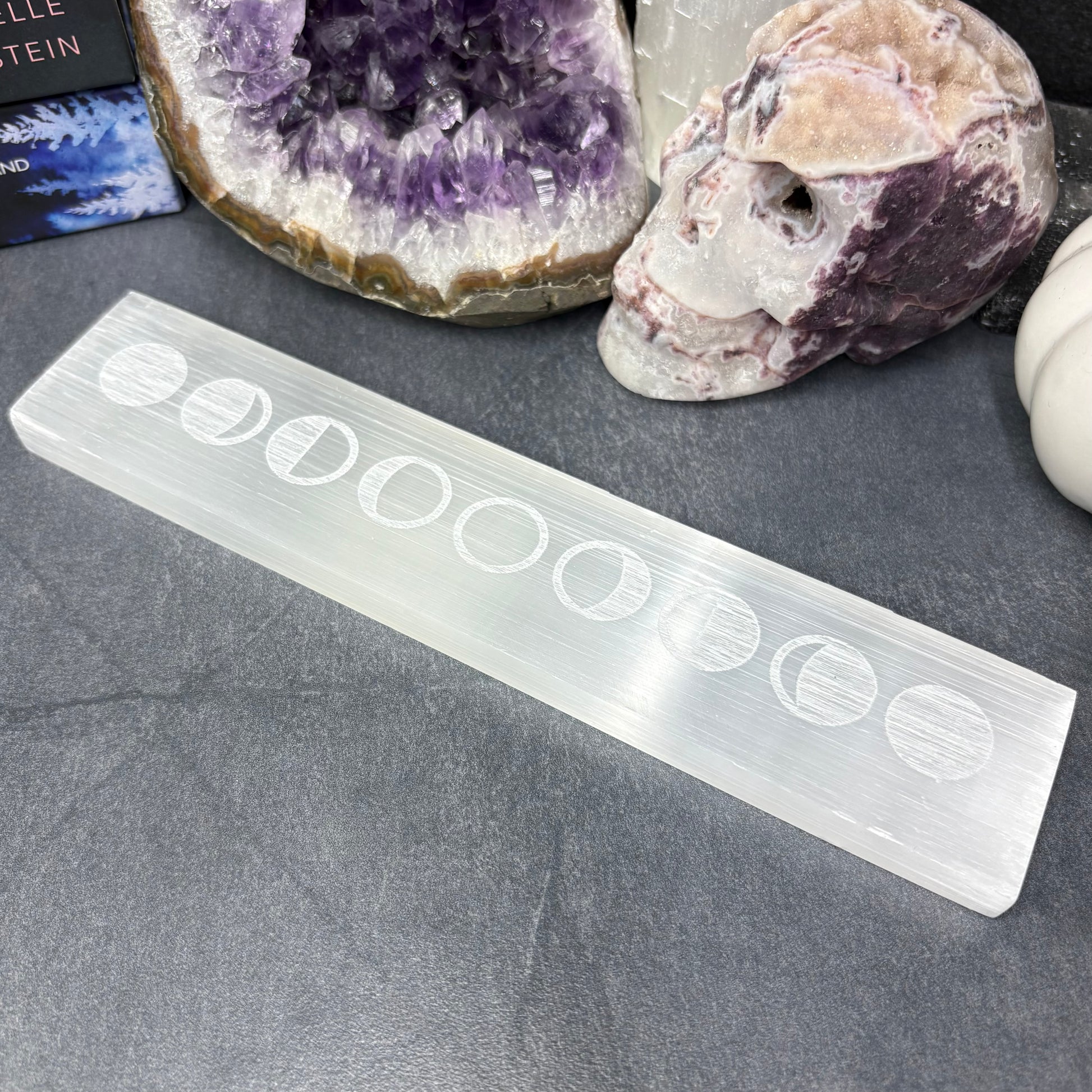 Moon Phases Selenite Crystal Charging Plate