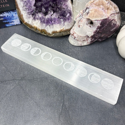 Moon Phases Selenite Crystal Charging Plate