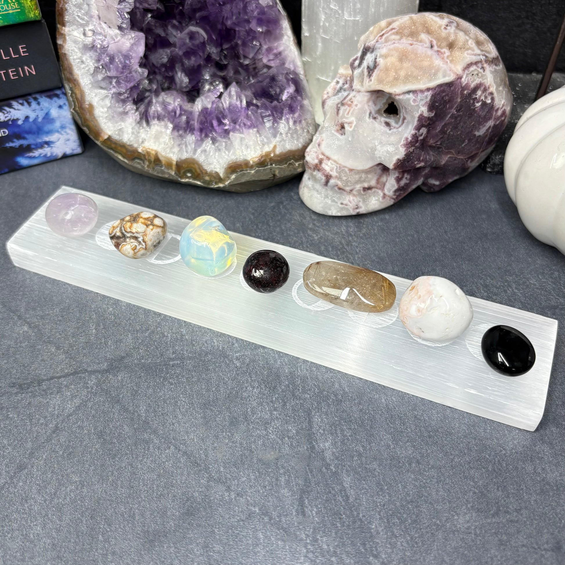 Moon Phases Selenite Crystal Charging Plate