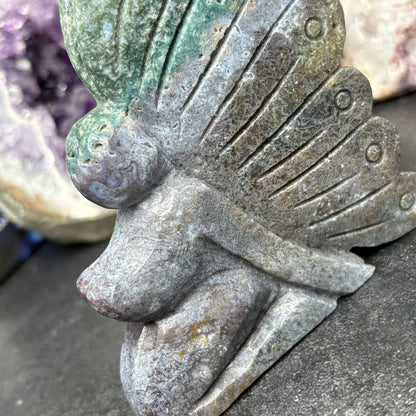 Large Ocean Jasper Crystal Fairy Carving