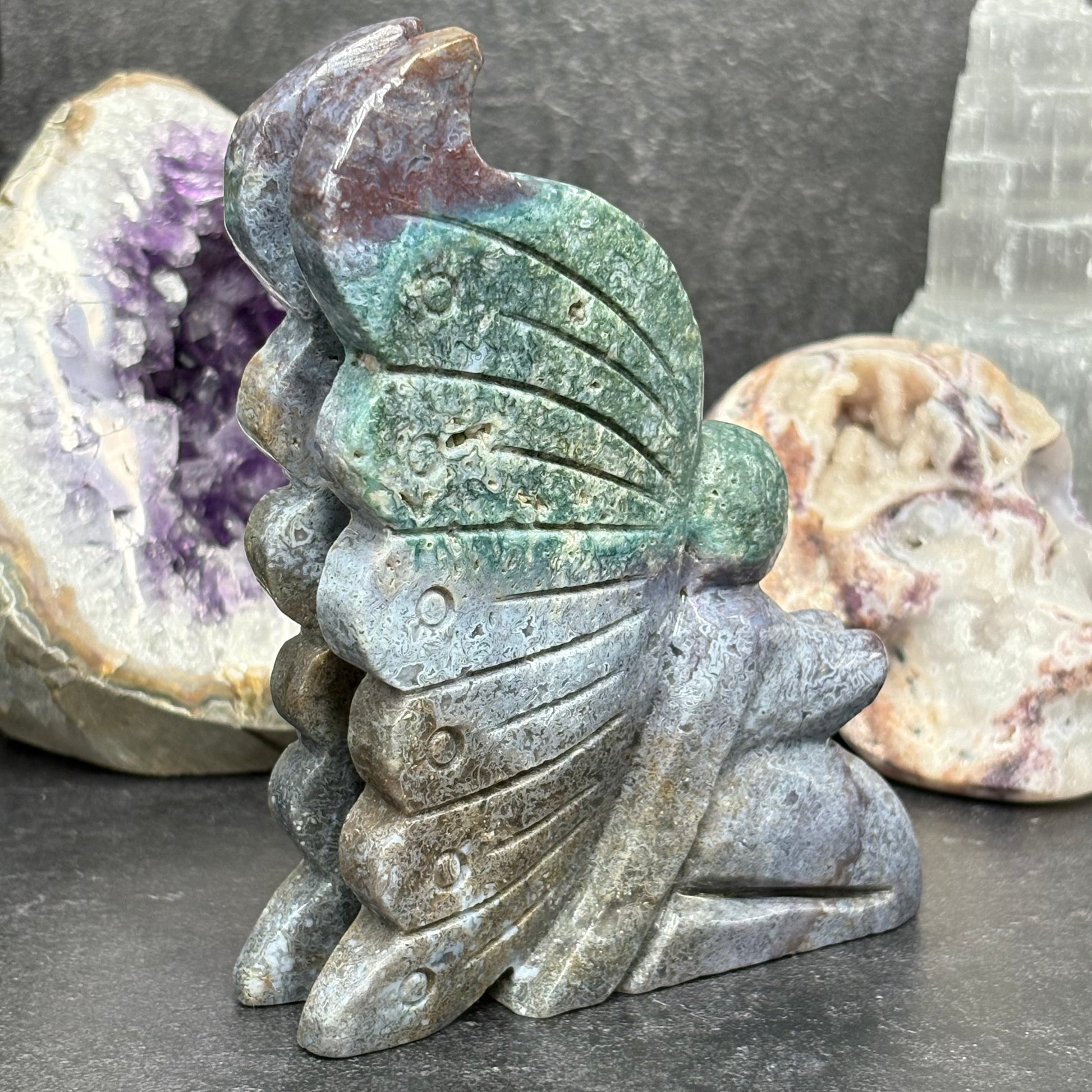 Large Ocean Jasper Crystal Fairy Carving