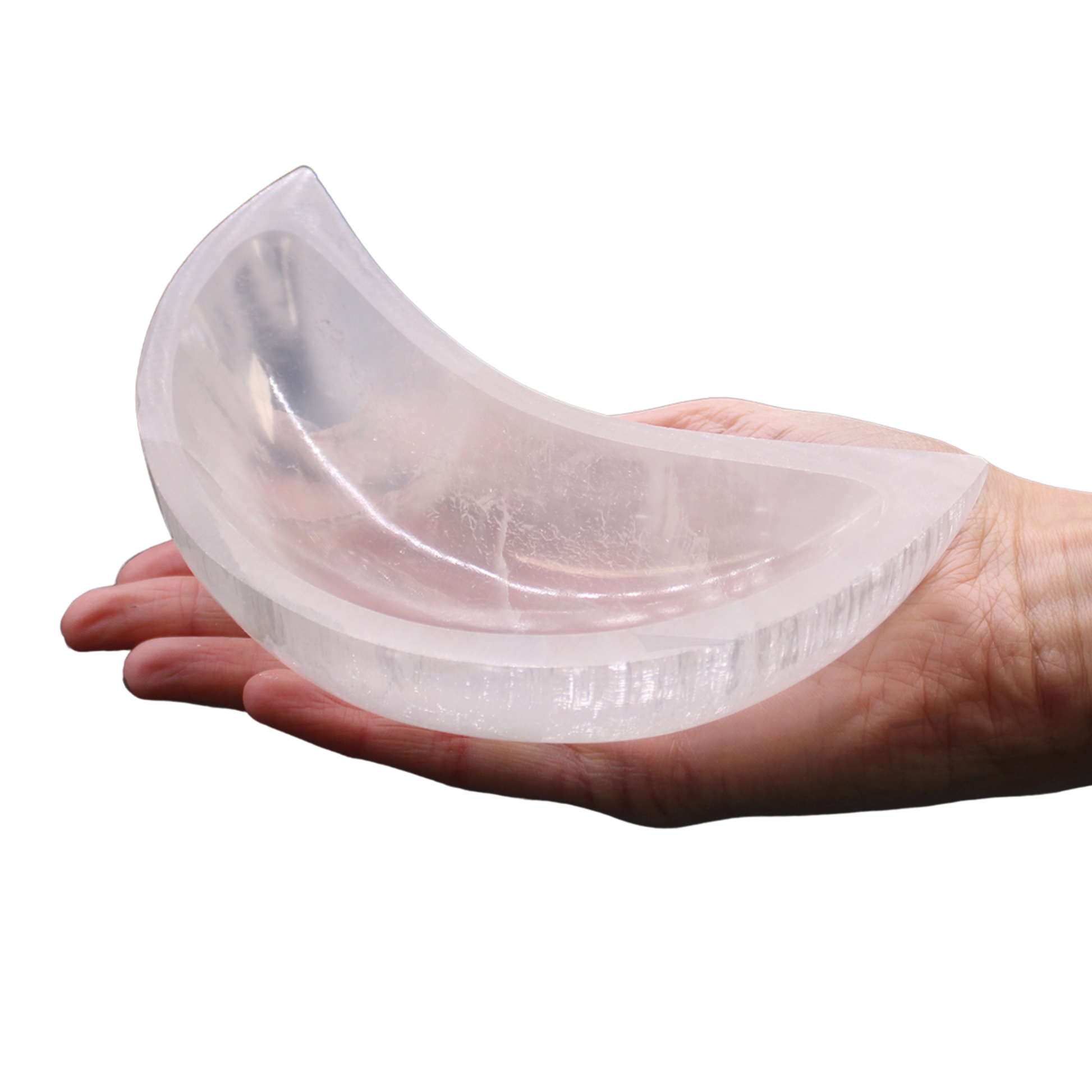 Large Selenite Crescent Moon Bowl