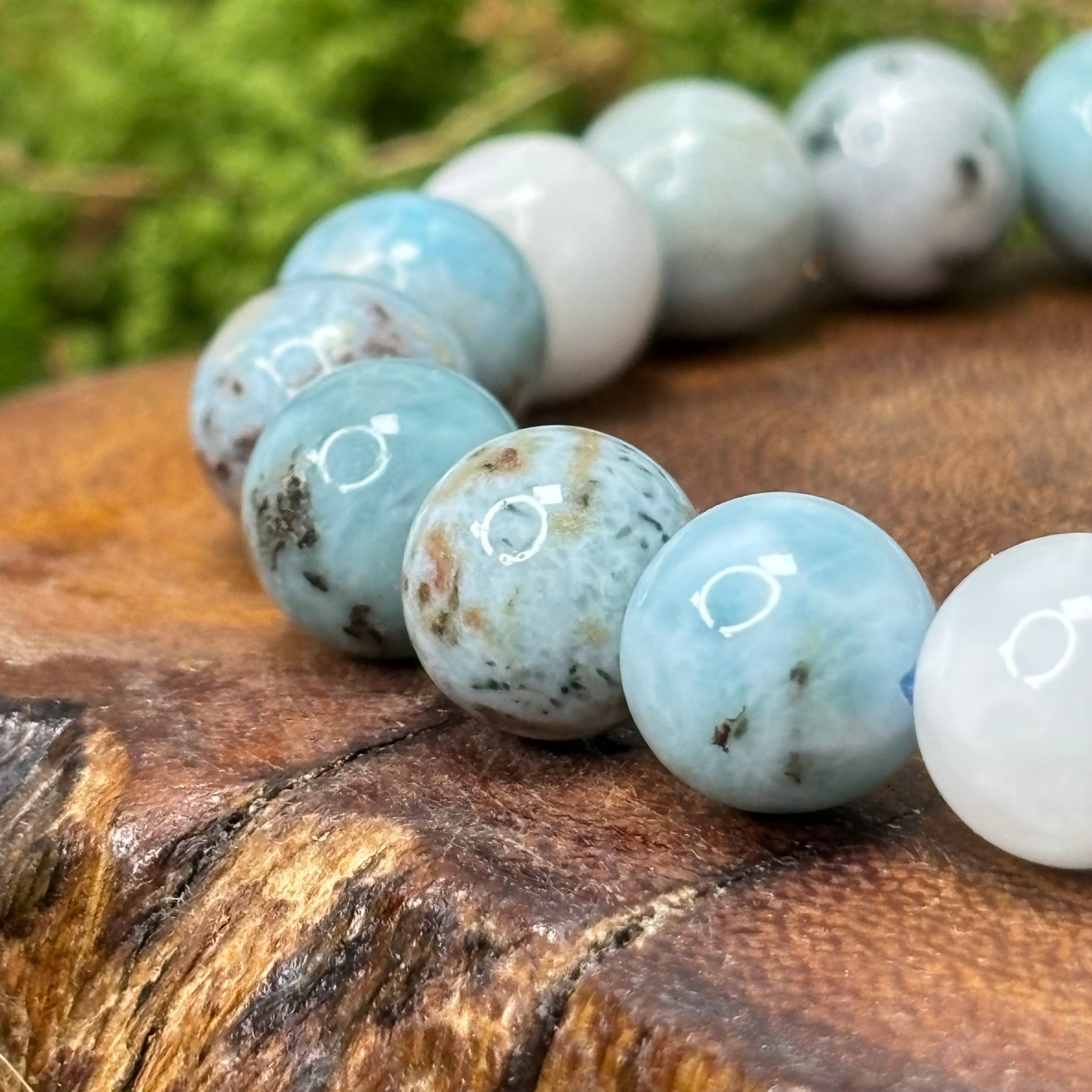 Larimar 9.5mm Bead Crystal Bracelet