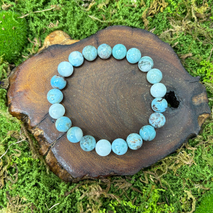 Larimar 9.5mm Bead Crystal Bracelet