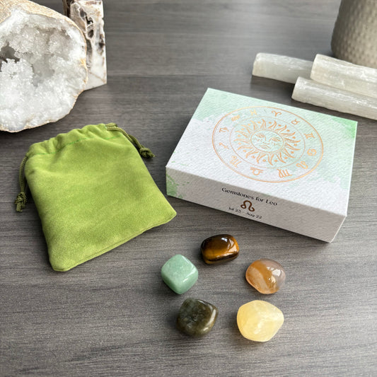 Leo Crystal Tumbled Stones Set