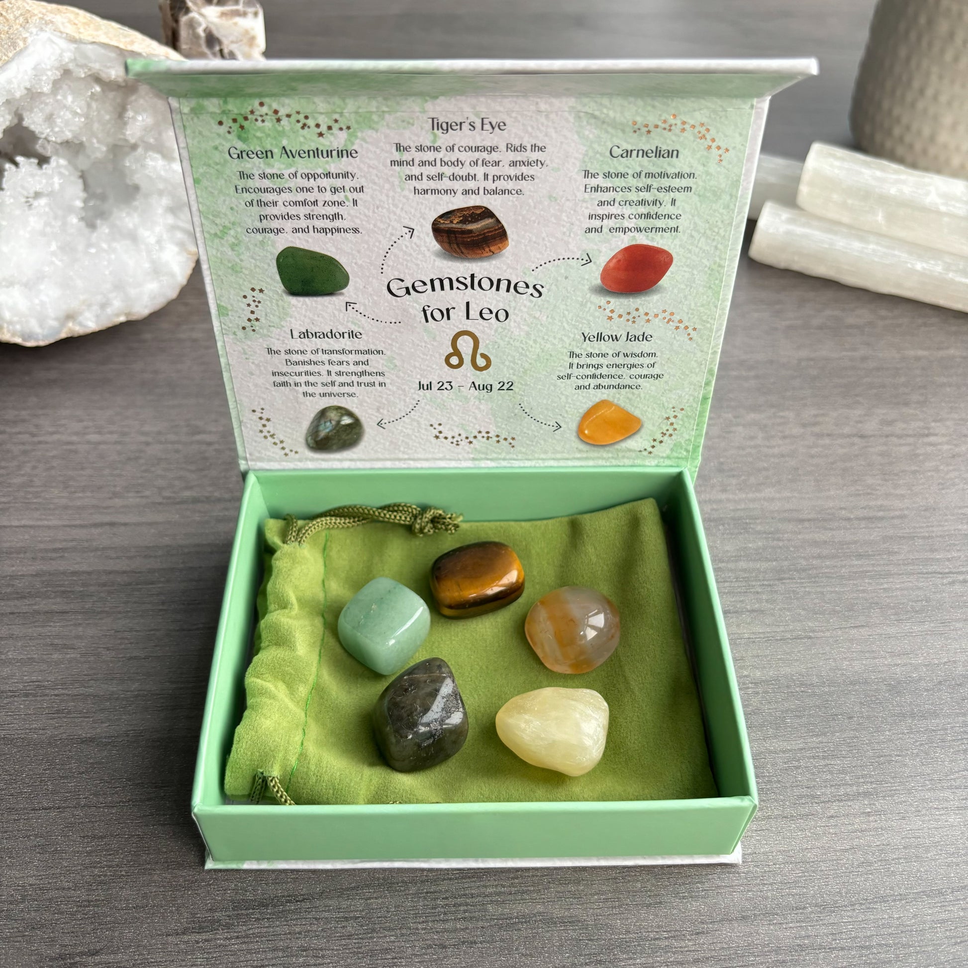 Leo Crystal Tumbled Stones Set