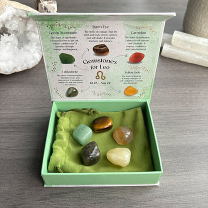 Leo Crystal Tumbled Stones Set