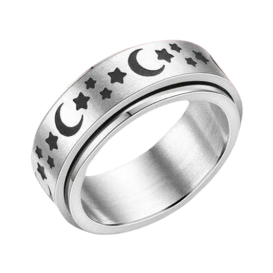 Moons and Stars Spinning Anxiety Ring