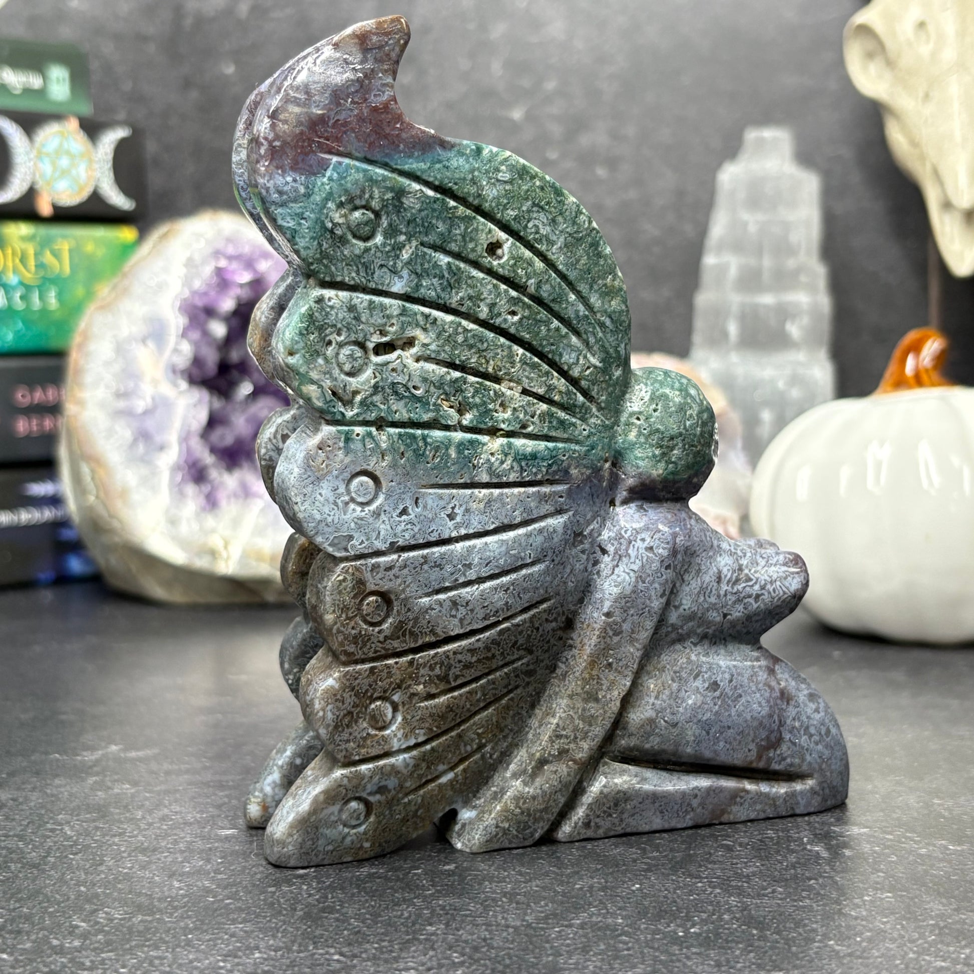 Large Ocean Jasper Crystal Fairy Carving