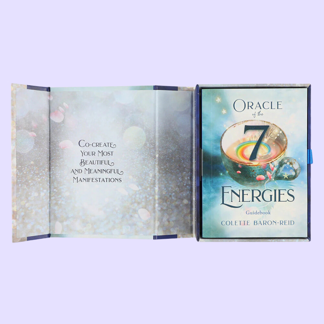 The Oracle of the 7 Energies oracle card deck by Colette Baron-Reid includes a 49-card deck and 142 page guidebook. This deck assists in creating more beautiful and meaningful manifestations through thought provoking concepts and stunning imagery. Beautifully presented in a magnetic box and illustrated by Jena DellaGrottaglia