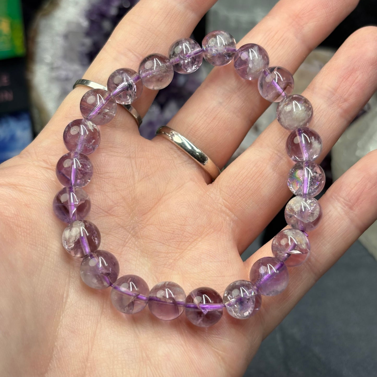 Phantom Amethyst 9.5mm Bead Crystal Bracelet