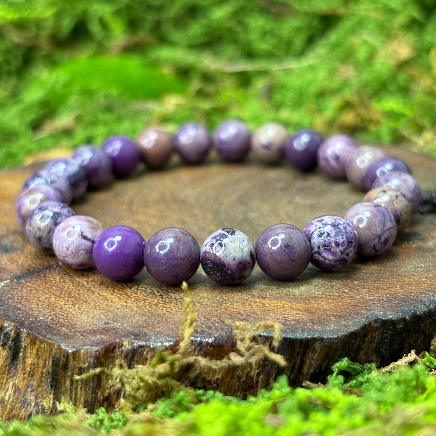 Phosphosiderite 8.5mm Bead Crystal Bracelet