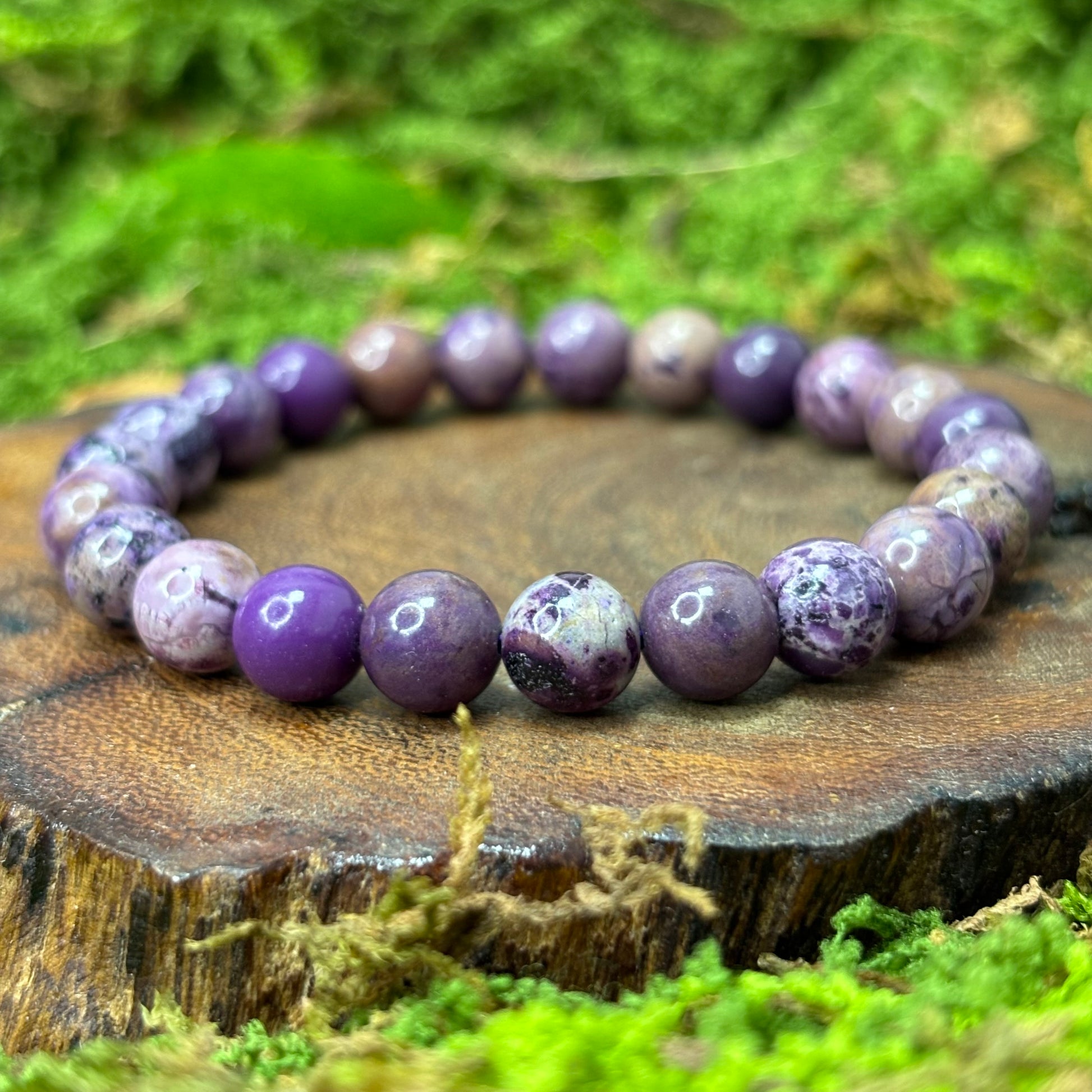 Phosphosiderite 8.5mm Bead Crystal Bracelet