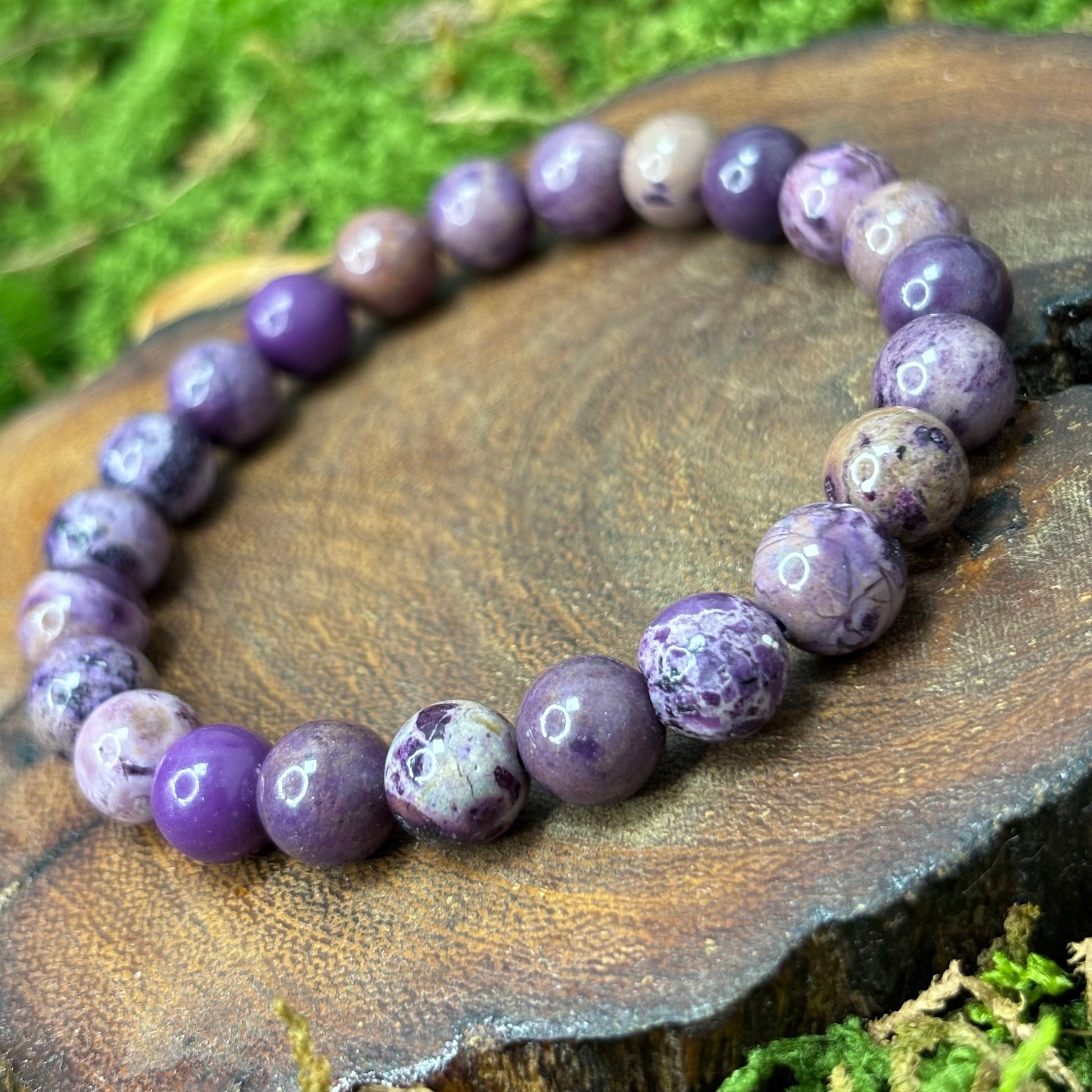 Phosphosiderite 8.5mm Bead Crystal Bracelet