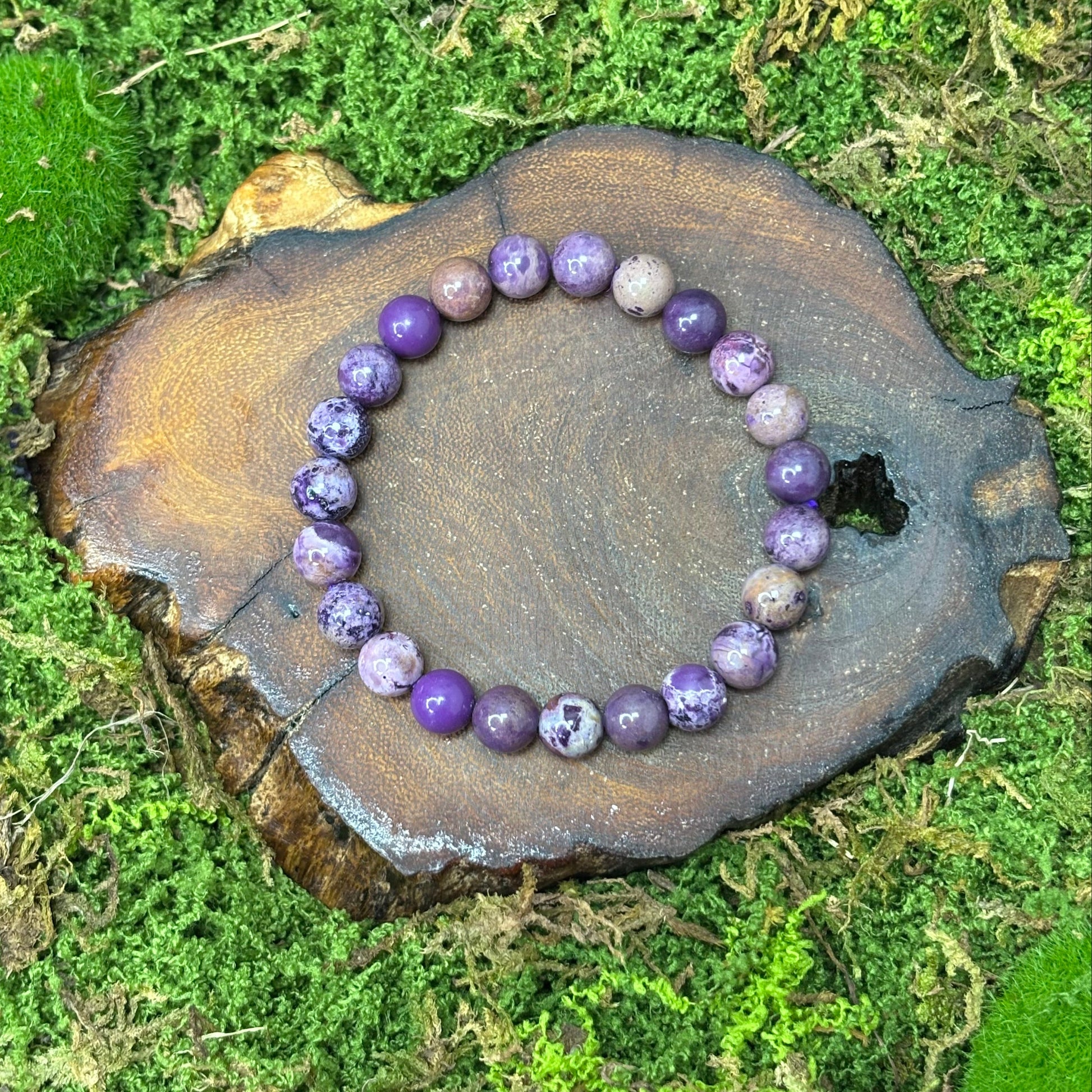 Phosphosiderite 8.5mm Bead Crystal Bracelet
