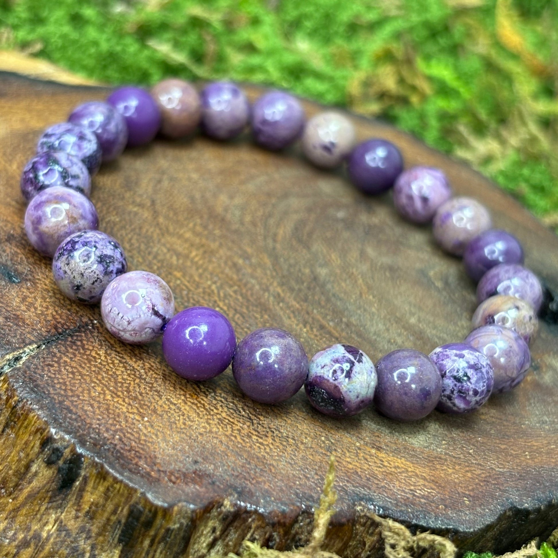 Phosphosiderite 8.5mm Bead Crystal Bracelet
