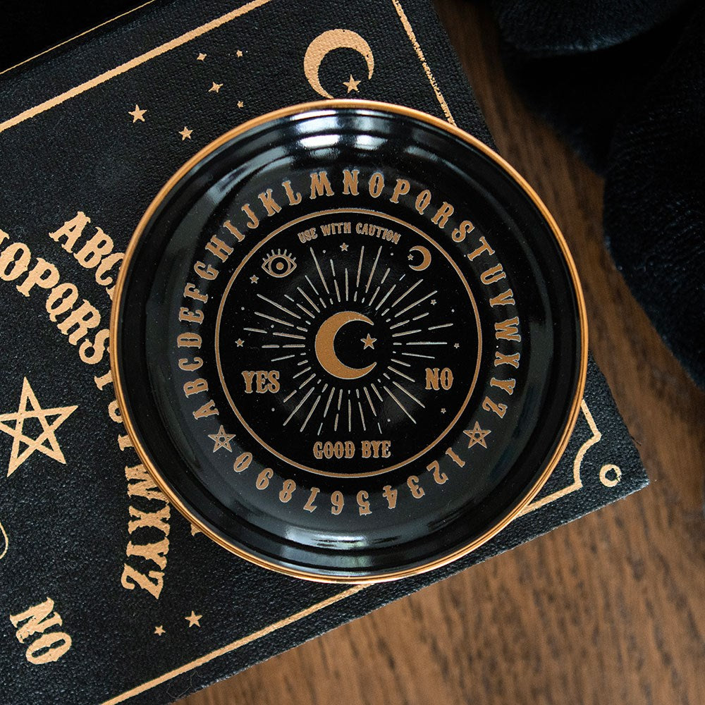Round Black & Gold Ouija Board Trinket Dish