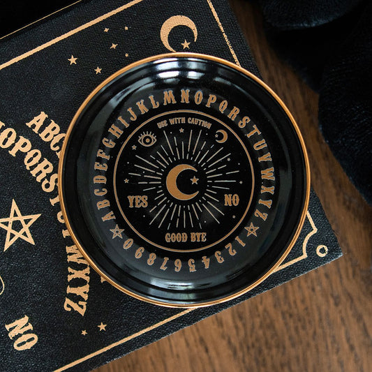 Round Black & Gold Ouija Board Trinket Dish