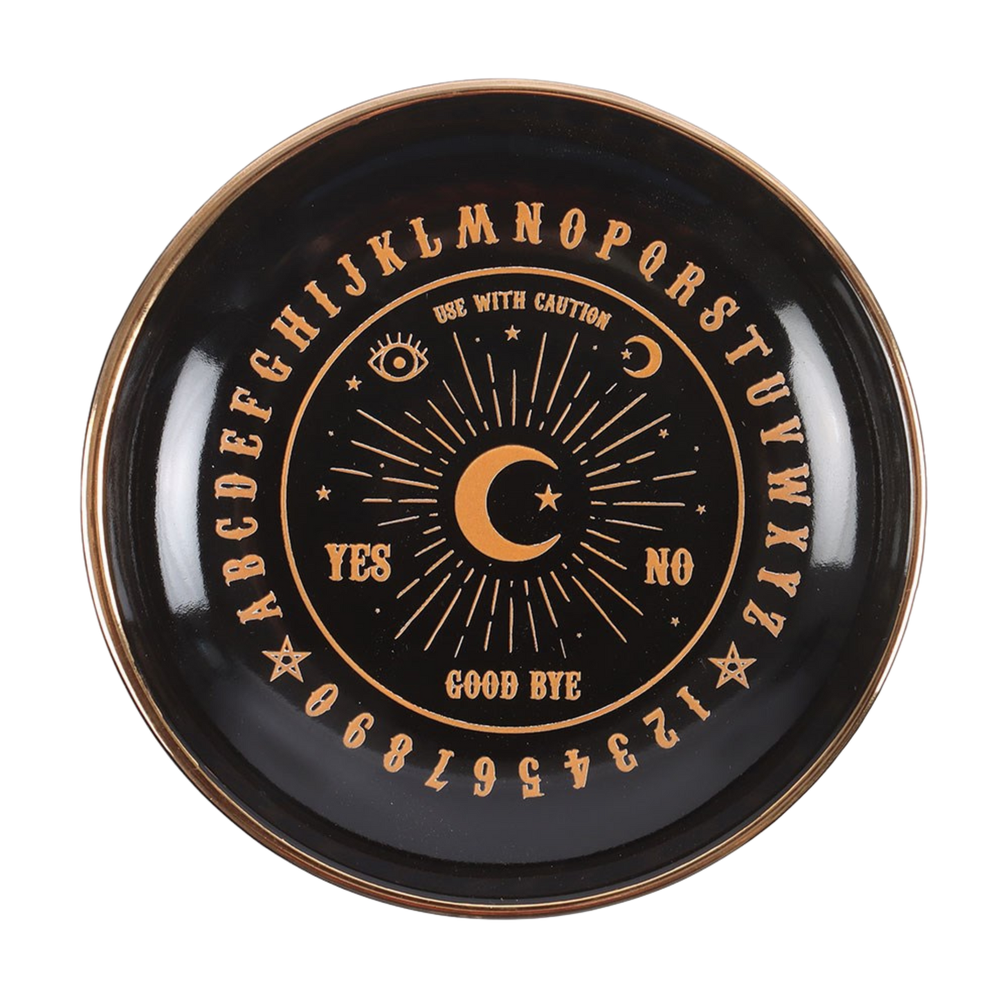 Round Black & Gold Talking Board Trinket Dish