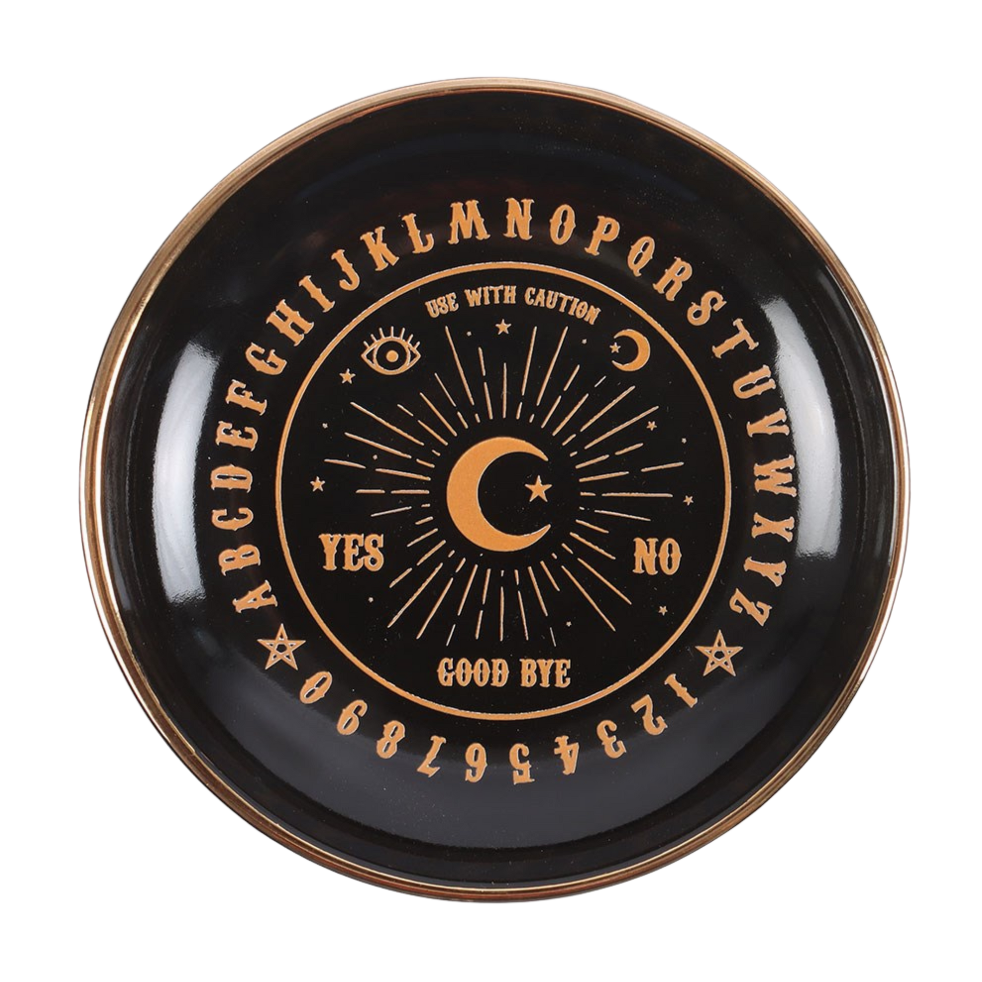 Round Black & Gold Talking Board Trinket Dish