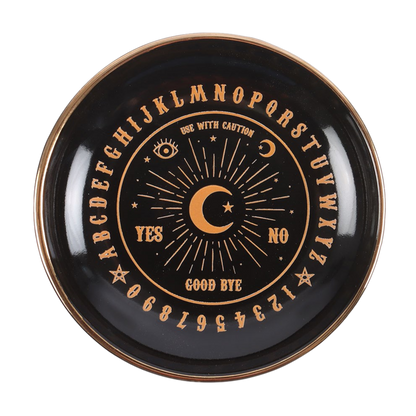 Round Black & Gold Talking Board Trinket Dish