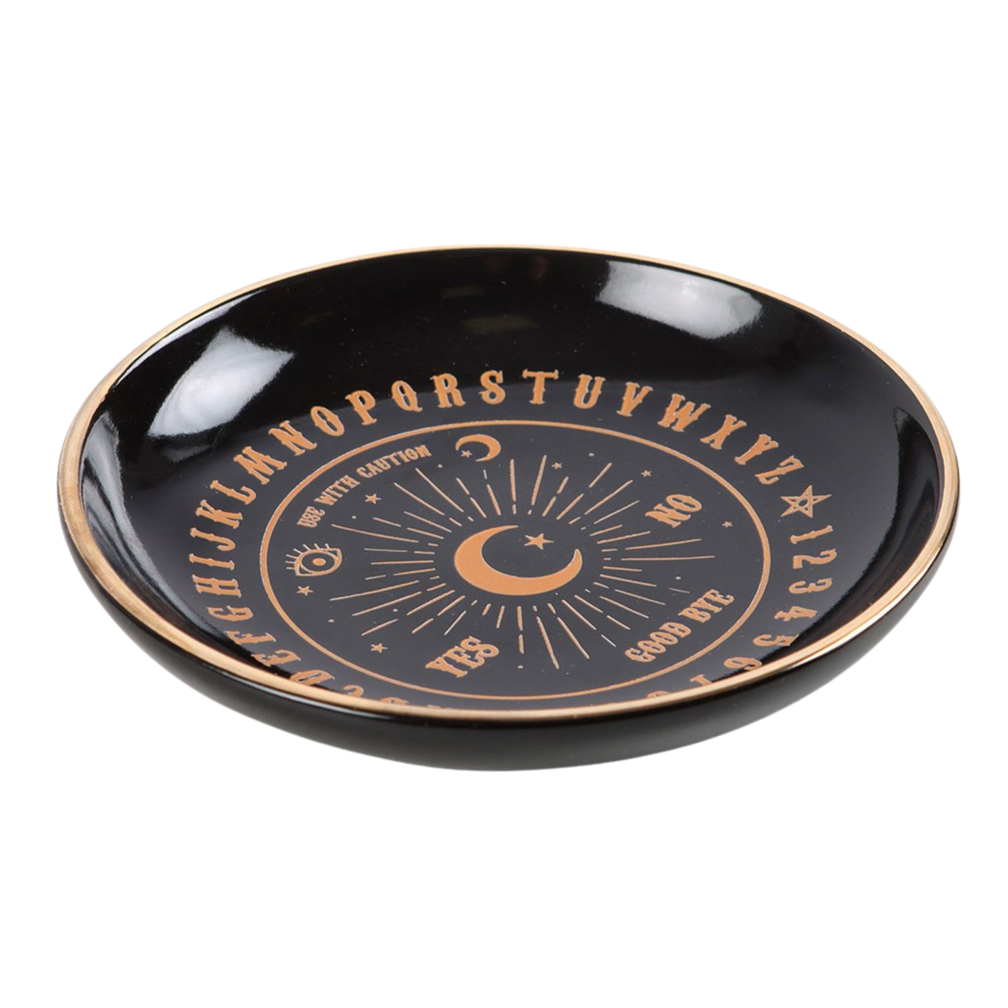 Round Black & Gold Talking Board Trinket Dish