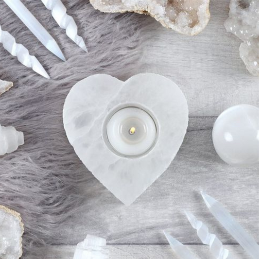 Selenite Heart Shaped Tealight Holder