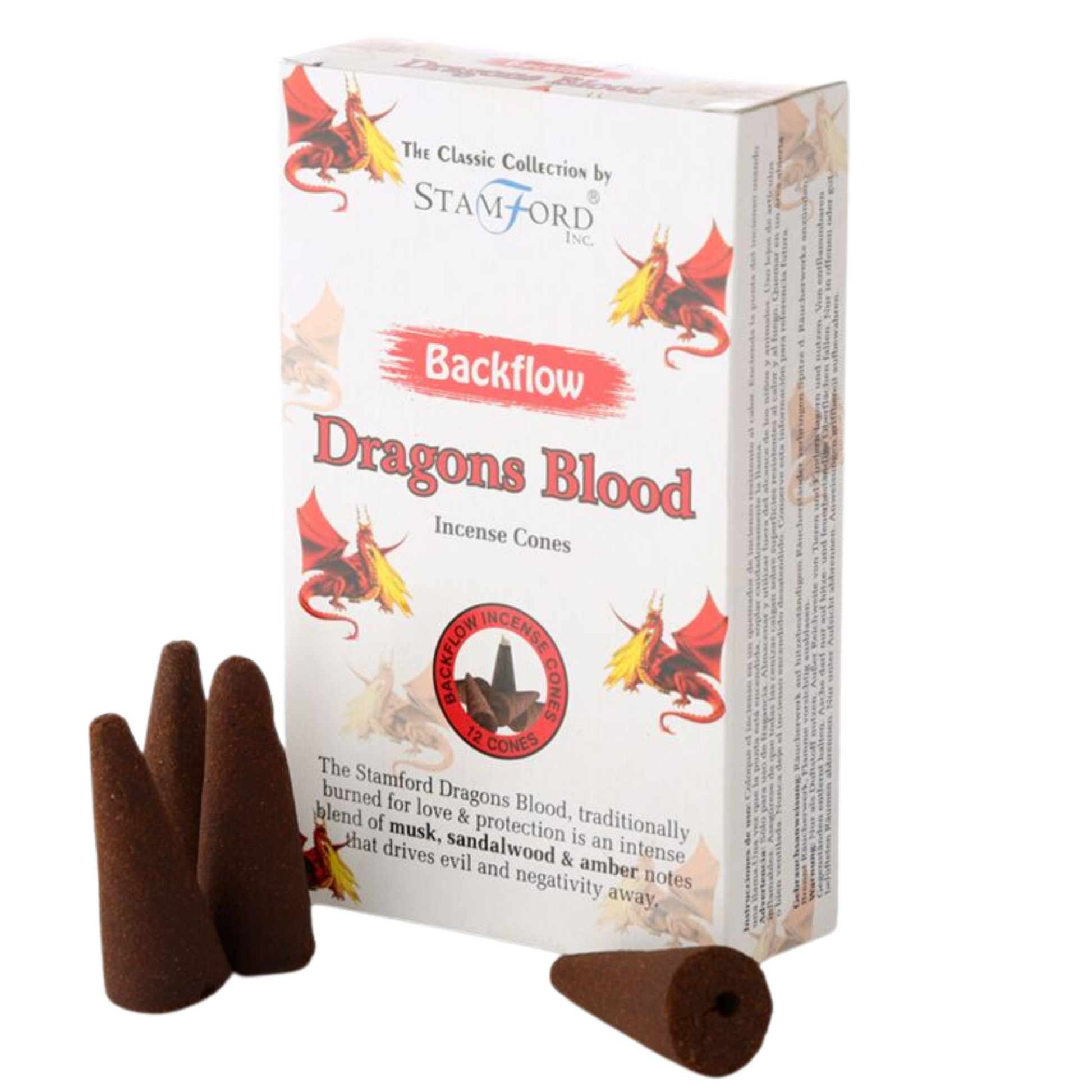 Stamford Backflow Incense Cones - Dragons Blood: Musk, Sandalwood & Amber