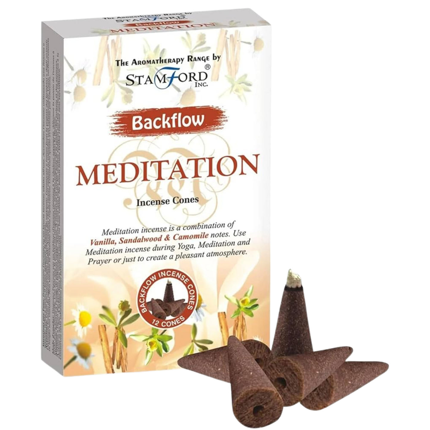 Stamford Backflow Incense Cones - Meditation: Vanilla, Sandalwood & Camomile