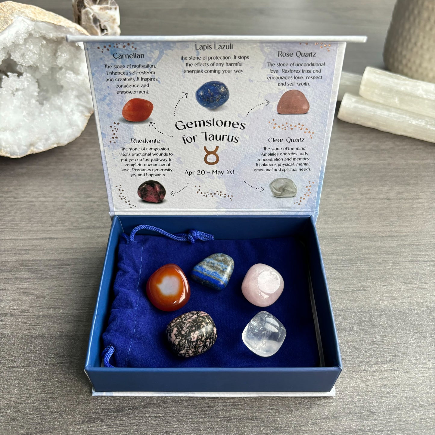 Taurus Crystal Tumbled Stones Set