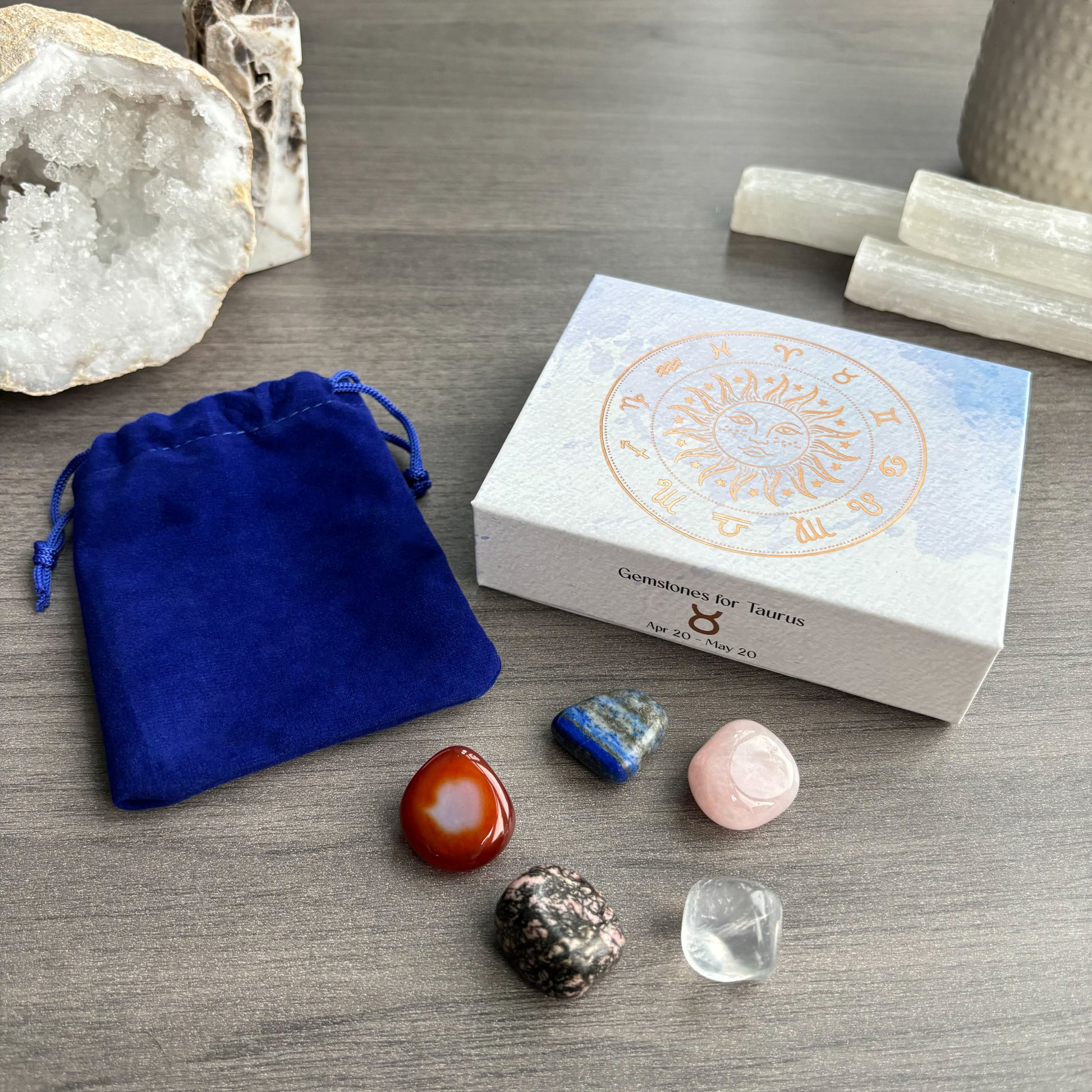Taurus Crystal Tumbled Stones Set
