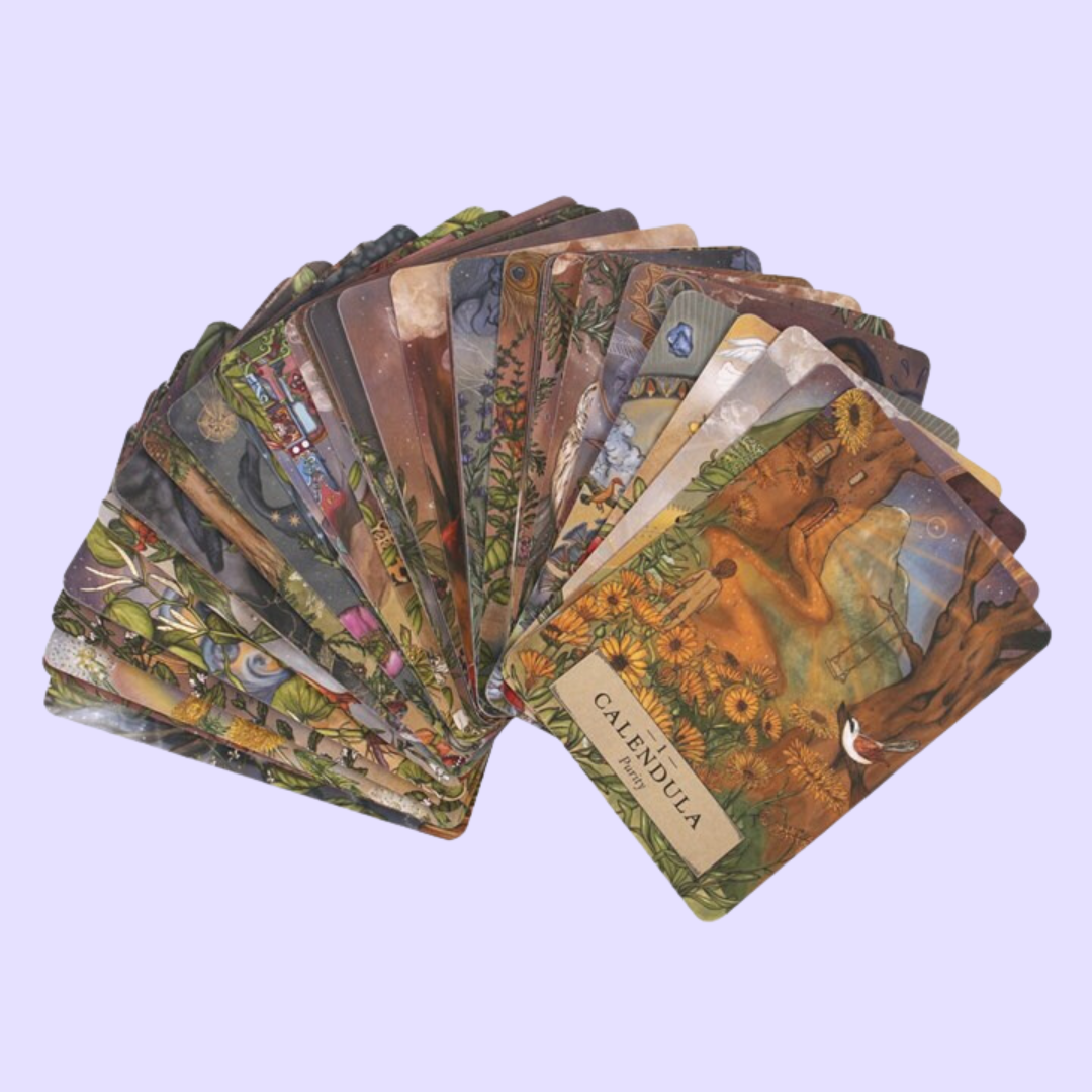 The Herbal Astrology Oracle card deck by Adriana Ayales includes a 55-card deck and 176 page guidebook. This deck opens the user to spiritual healing and guidance through the healing power of plants. Beautifully presented in a matching box
