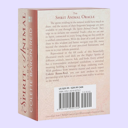 The Spirit Animal Oracle card deck by Colette Baron-Reid includes a 68-card deck and 200 page guidebook. This deck connects those with the extraordinary animal spirit partners that protect and guide them. Beautifully presented in folding box and illustrated by Jena DellaGrottaglia
