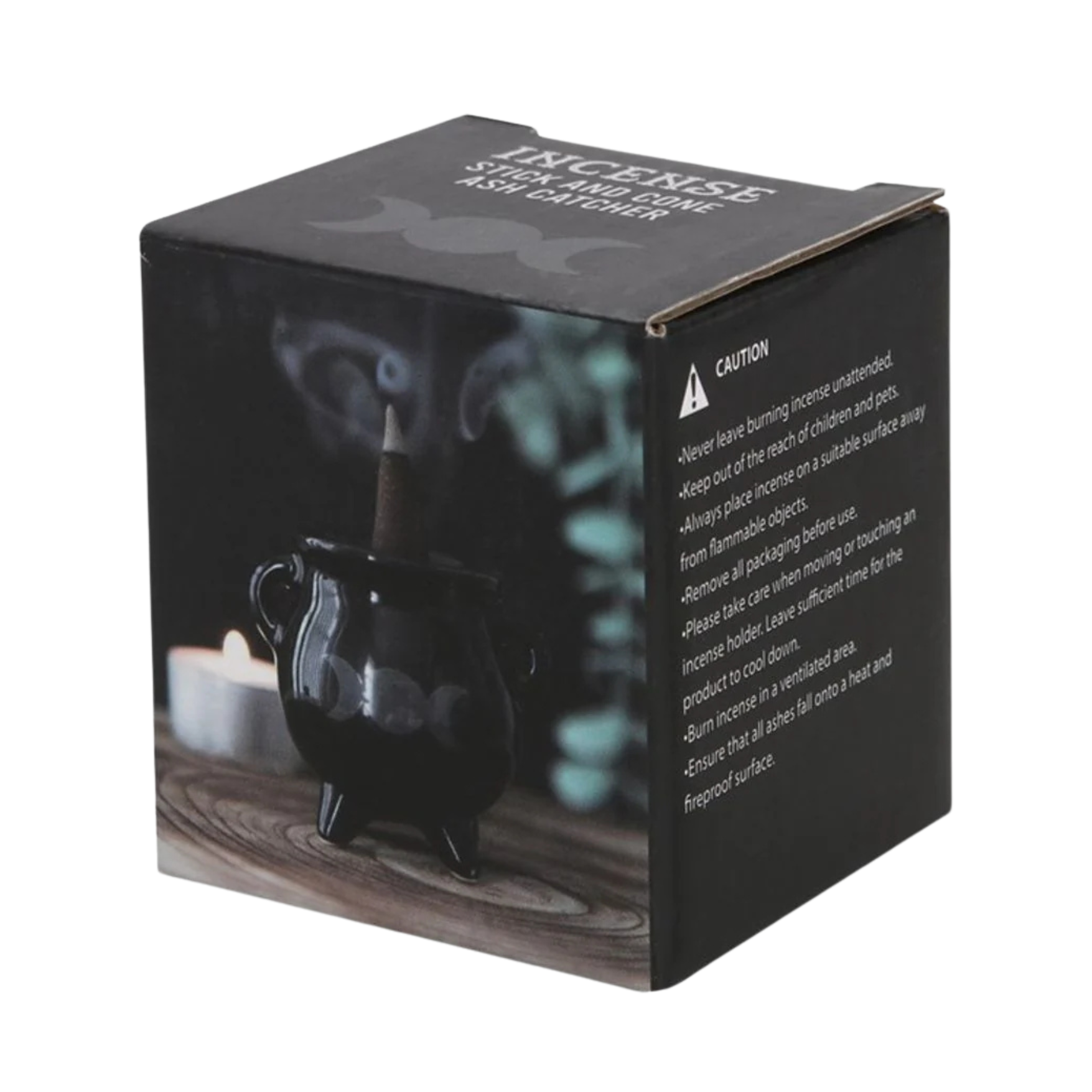 Triple Moon Cauldron Shaped Incense Holder