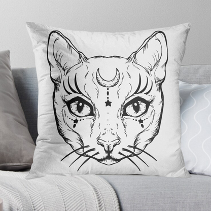 Cream Mystical Cat Cushion Cover