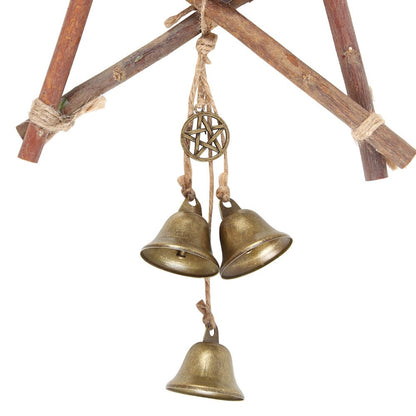 Large Witches Welcome Willow Pentagram Sign with Bells