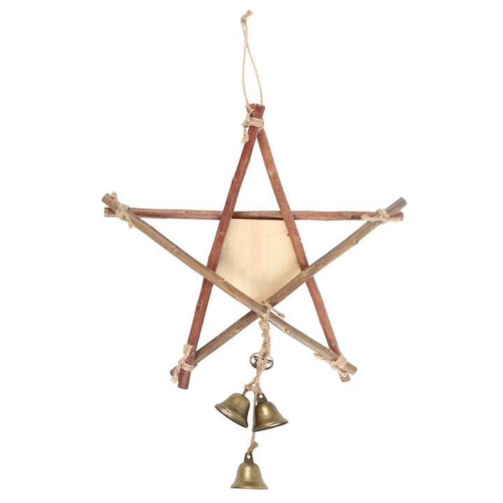 Large Witches Welcome Willow Pentagram Sign with Bells